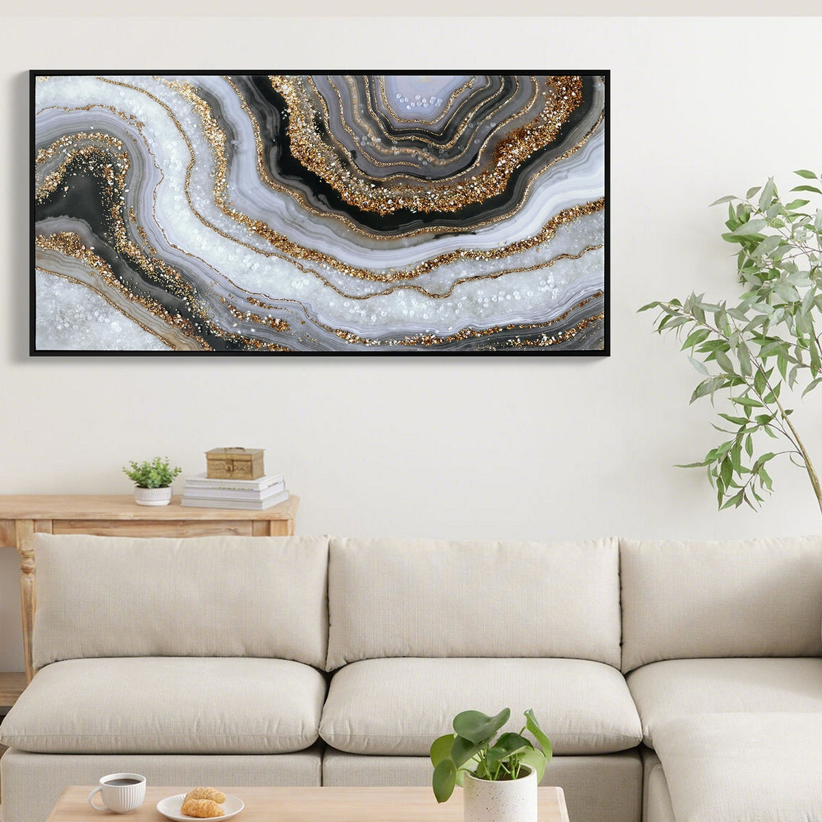 Black And Abstract Textured Canvas Art