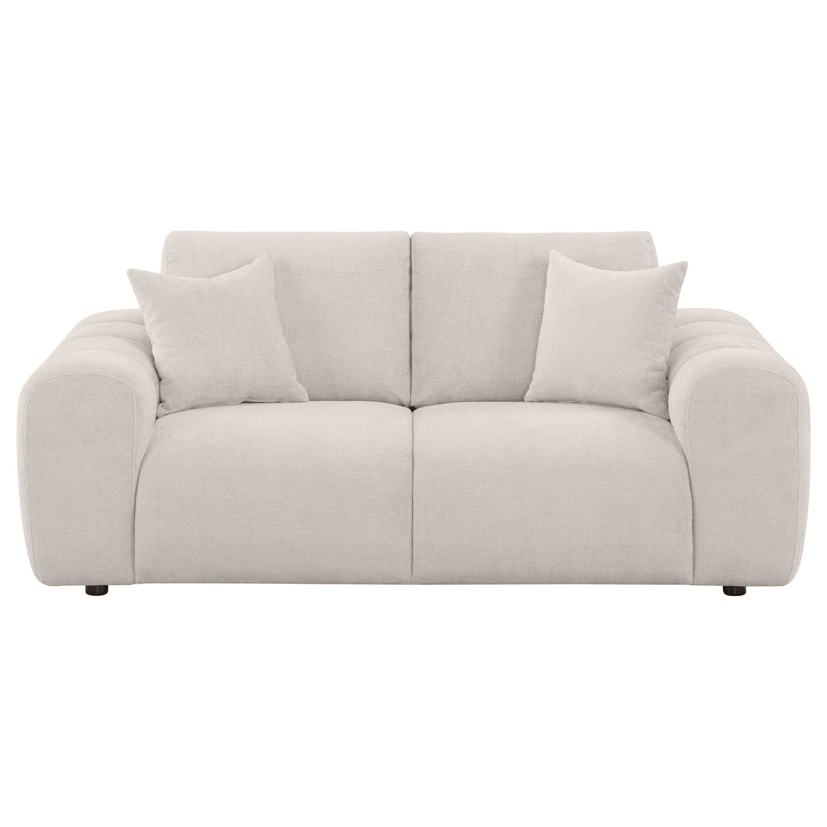 Burnett Chenille Upholstered Wide Arm Loveseat Ivory - view 3