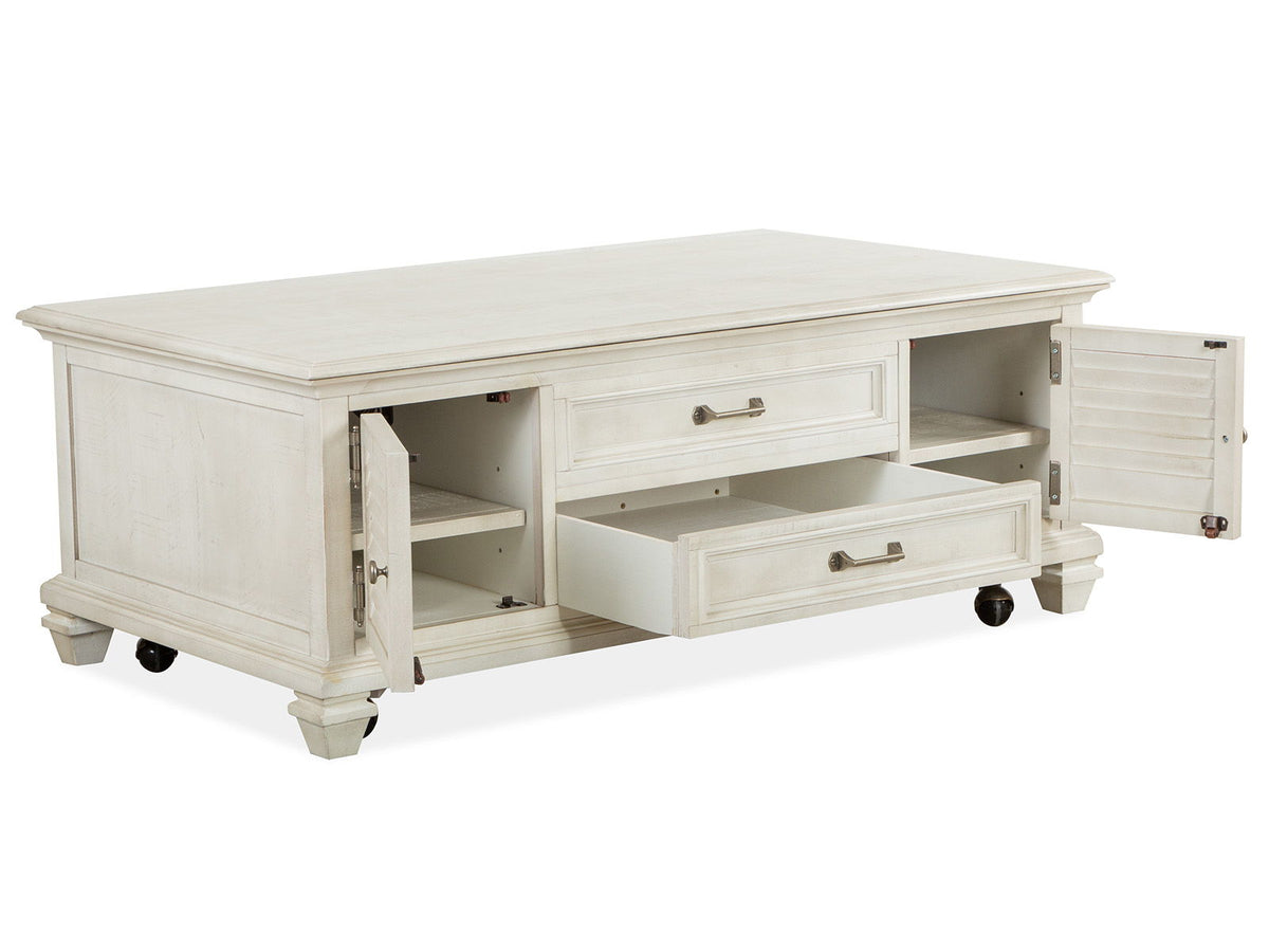 Newport - Lift Top Storage Cocktail Table (With Casters) - Alabaster