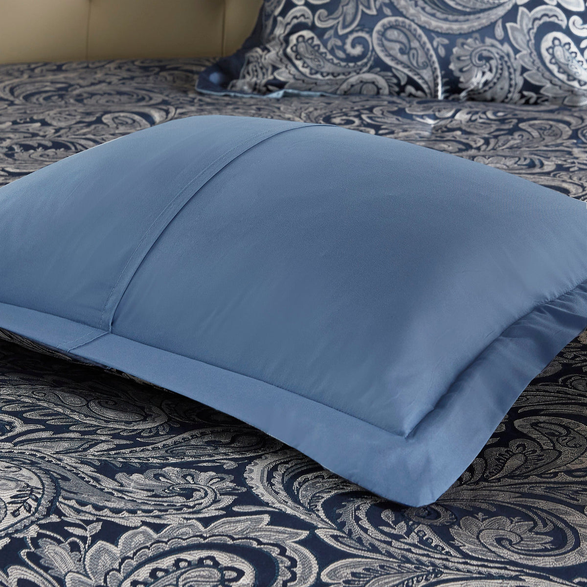 12 Piece Comforter Set with Cotton Bed Sheets Navy Cal King