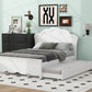 Full Size Wood Platform Bed with Headboard and Twin Size Trundle