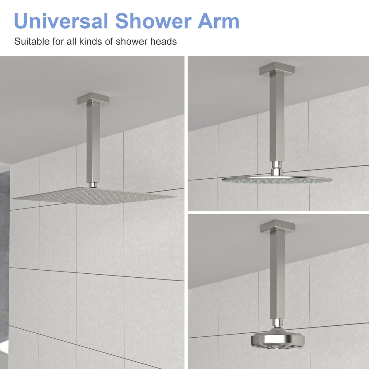 8" Ceiling Mounted Shower Arm with Flange in Brushed Nickel