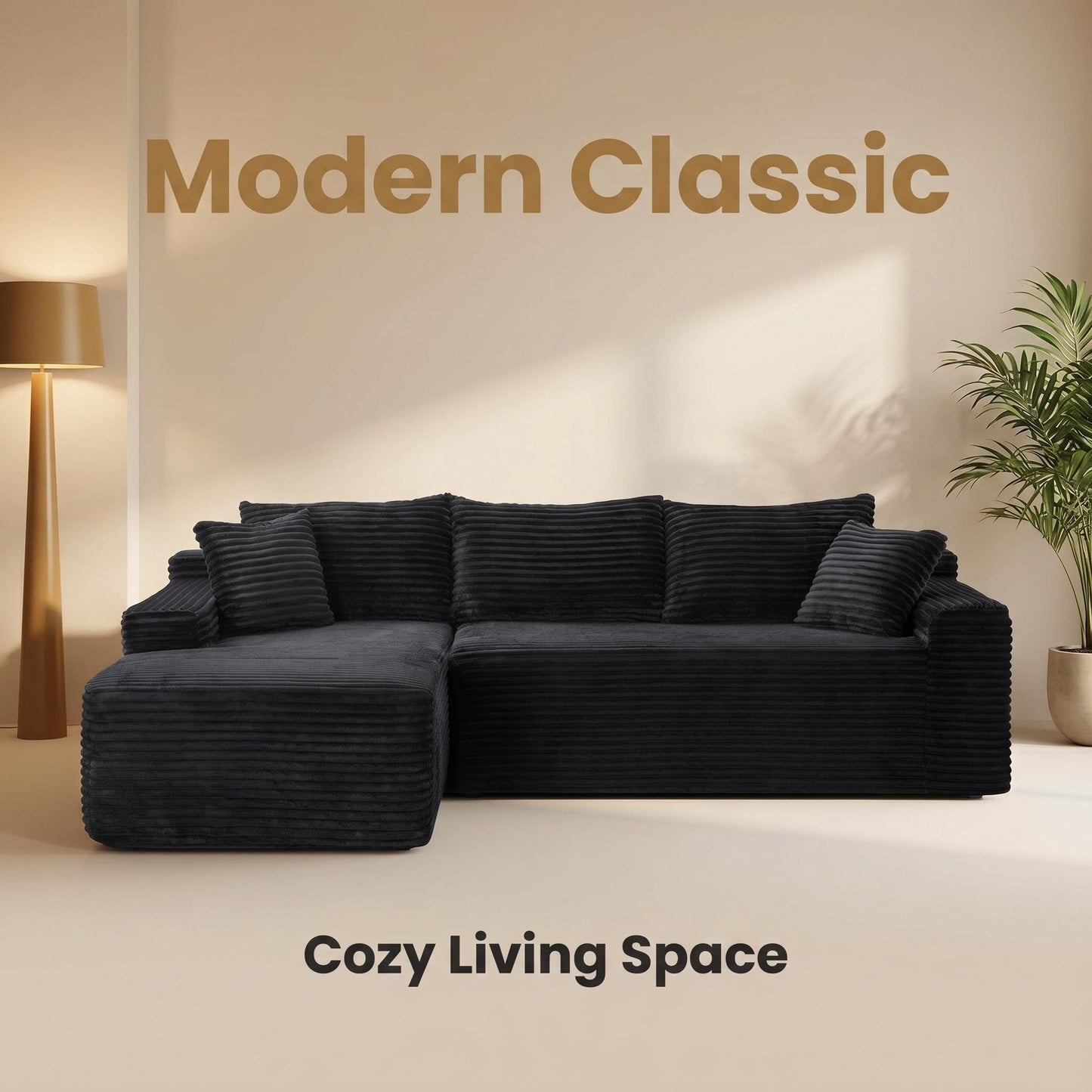 94.5" Cloud Modular Sectional Sofa Couch with L-Shape Chaise