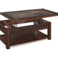 Roanoke - Rectangular Lift Top Cocktail Table (With Casters) - Cherry And Slate