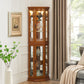 Corner Curio Cabinet with Lights, Adjustable Tempered Glass Shelves, Mirrored Back
