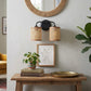 Quell Double Light Vanity With Natural Rattan Shade