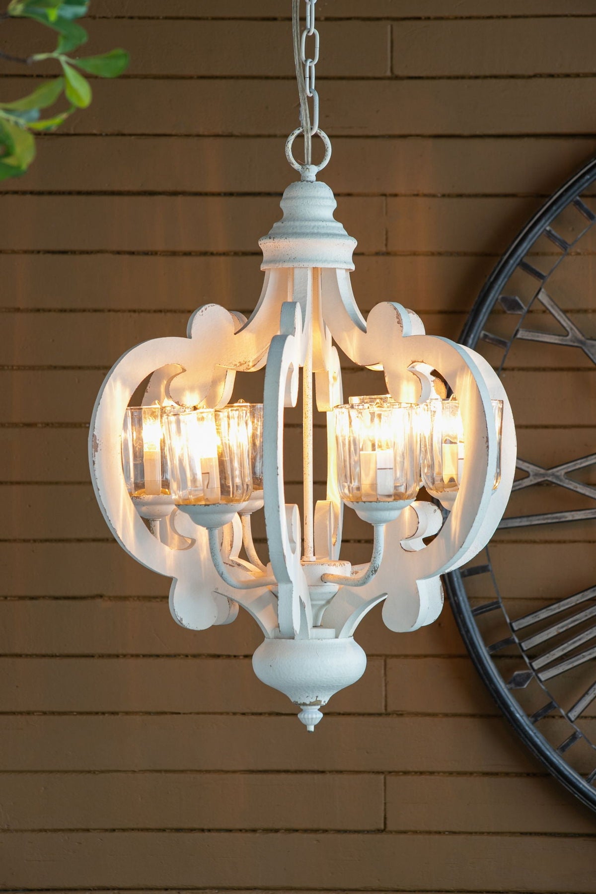 Farmhouse Chandelier, 6 Light Wood Chandelier Pendant Light Fixture With Adjustable Chain For Dining Room - view 15