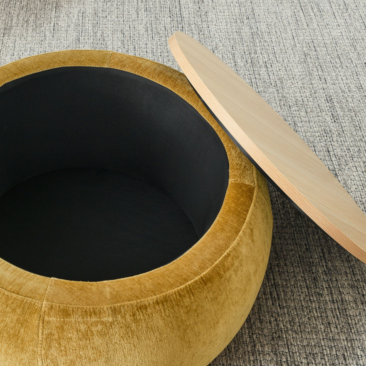 Round Storage Ottoman, 2 In 1 Function, End Table And Ottoman - view 19
