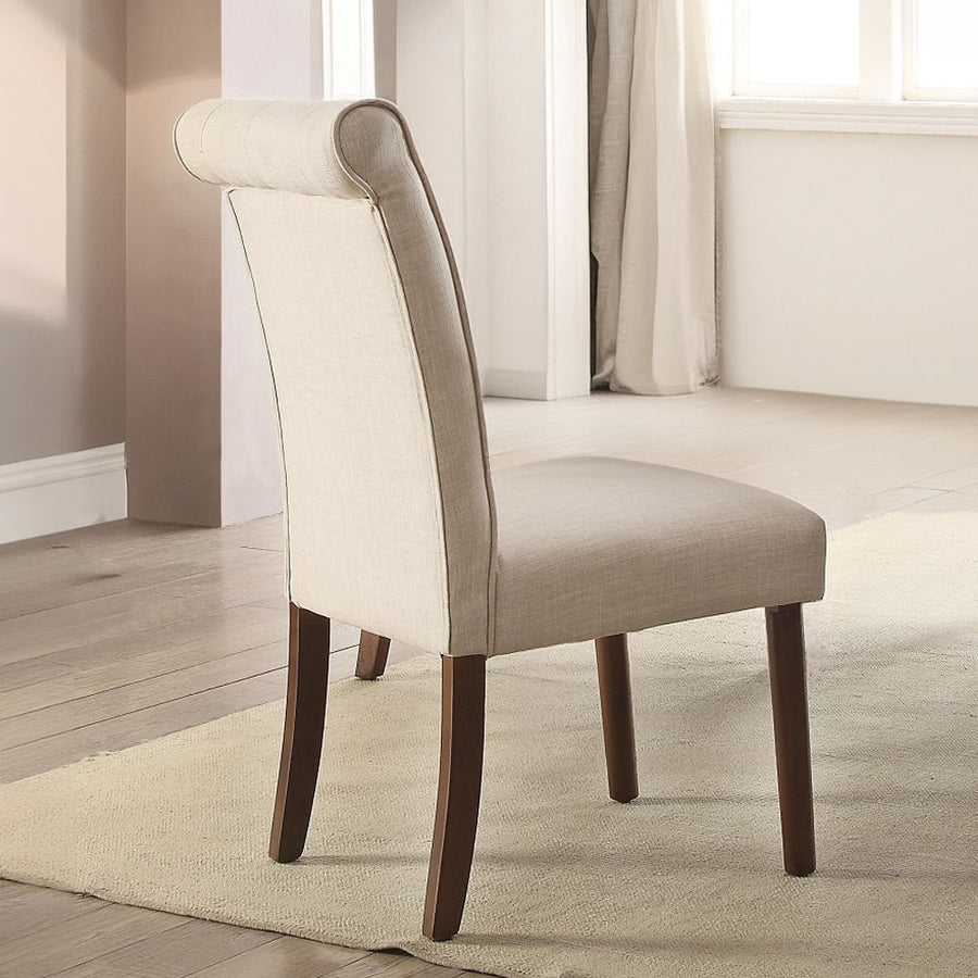 Gasha - Side Chair (Set of 2) - Beige Linen & Walnut