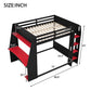 Full Size Wooden Gaming Bunk Bed with Desk and Storage