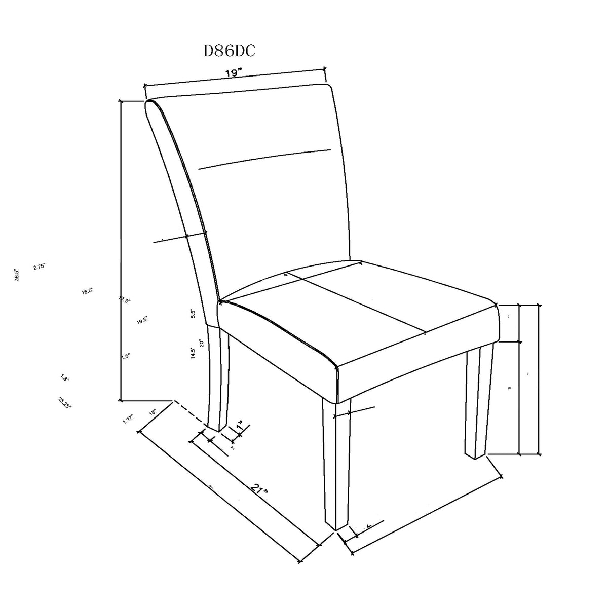 Sharon - Dining Chair With Extended Back (Set of 2) - Gray - view 3