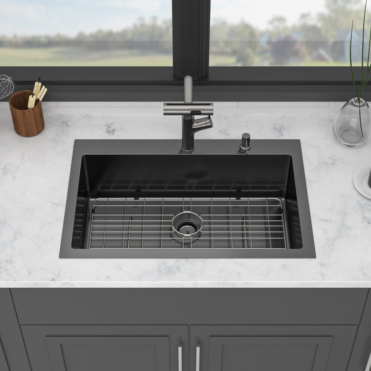 30" Drop-In Gunmetal Kitchen Sink