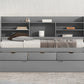 Twin Size Wooden Captain Bed with Built-in Bookshelves
