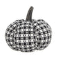 Set of 2 Fabric Black-White Plaid Pumpkin Decor