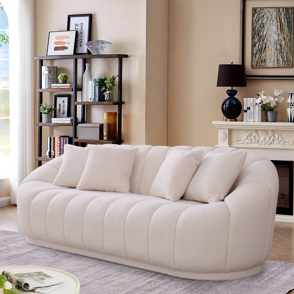 Maximilian - Modern Japandi Style Tight Back Boucle Couches - view 5