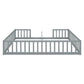 Double Twin Floor Bed with Fence, Guardrails, without Door