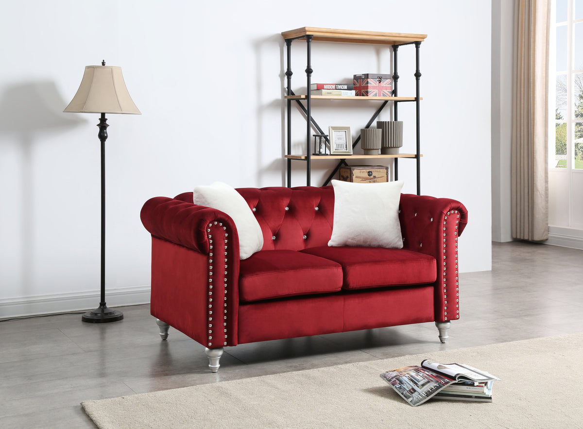 Stylish Burgundy Loveseat