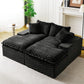 Black Turtle Velvet Double Chaise Lounge