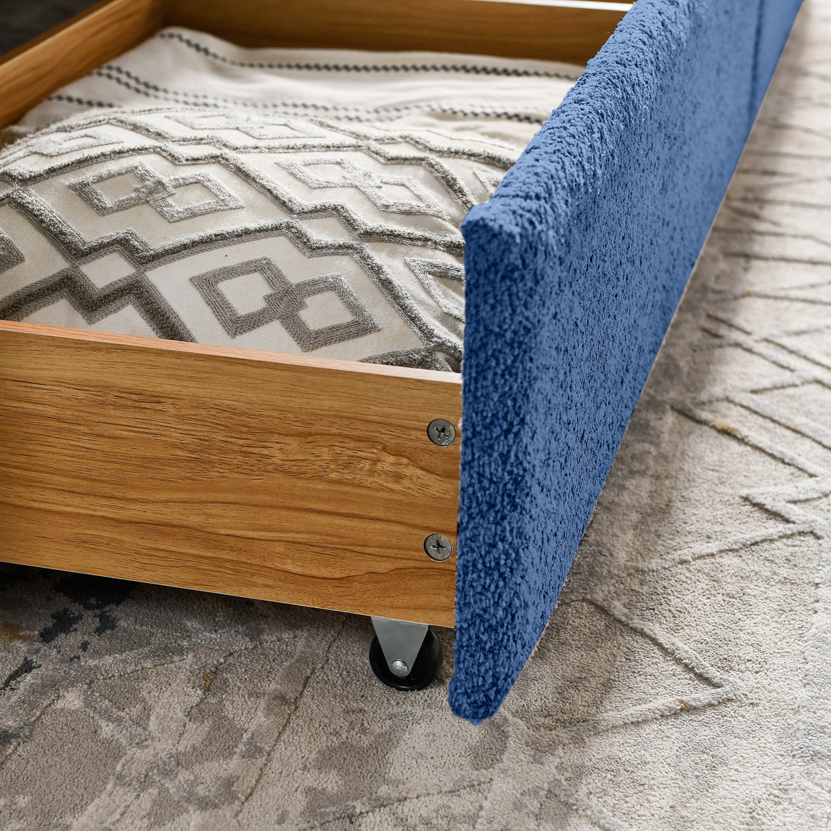 Queen Size Daybed with Two Drawers - Upholstered Tufted Sofa Bed