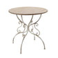 D31.5x31.5" Round Wooden Table with Metal Scrollwork Legs