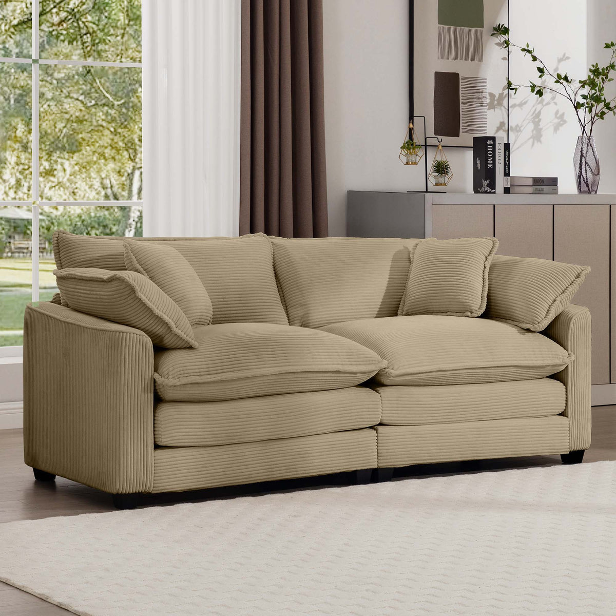 Modern 2 Seater With 4 Pillows, Upholstered Deep Seating Loveseat - view 14