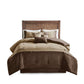 7 Piece Faux Suede Comforter Set Brown King