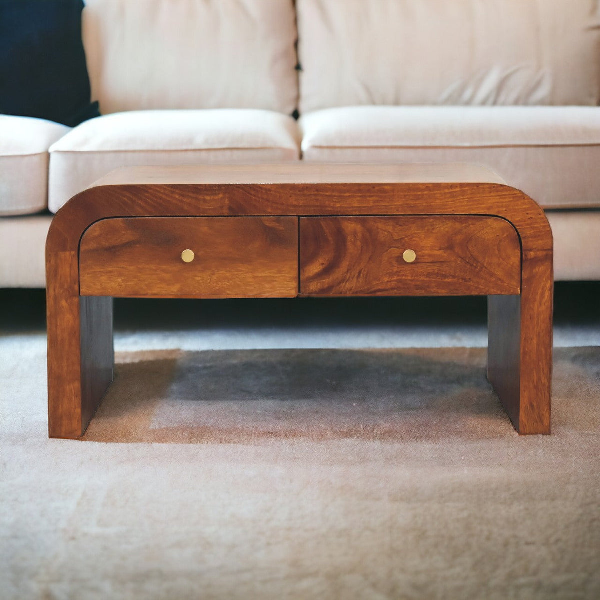 Solid Wood Darcy Coffee Table with 2 Drawers - Chestnut