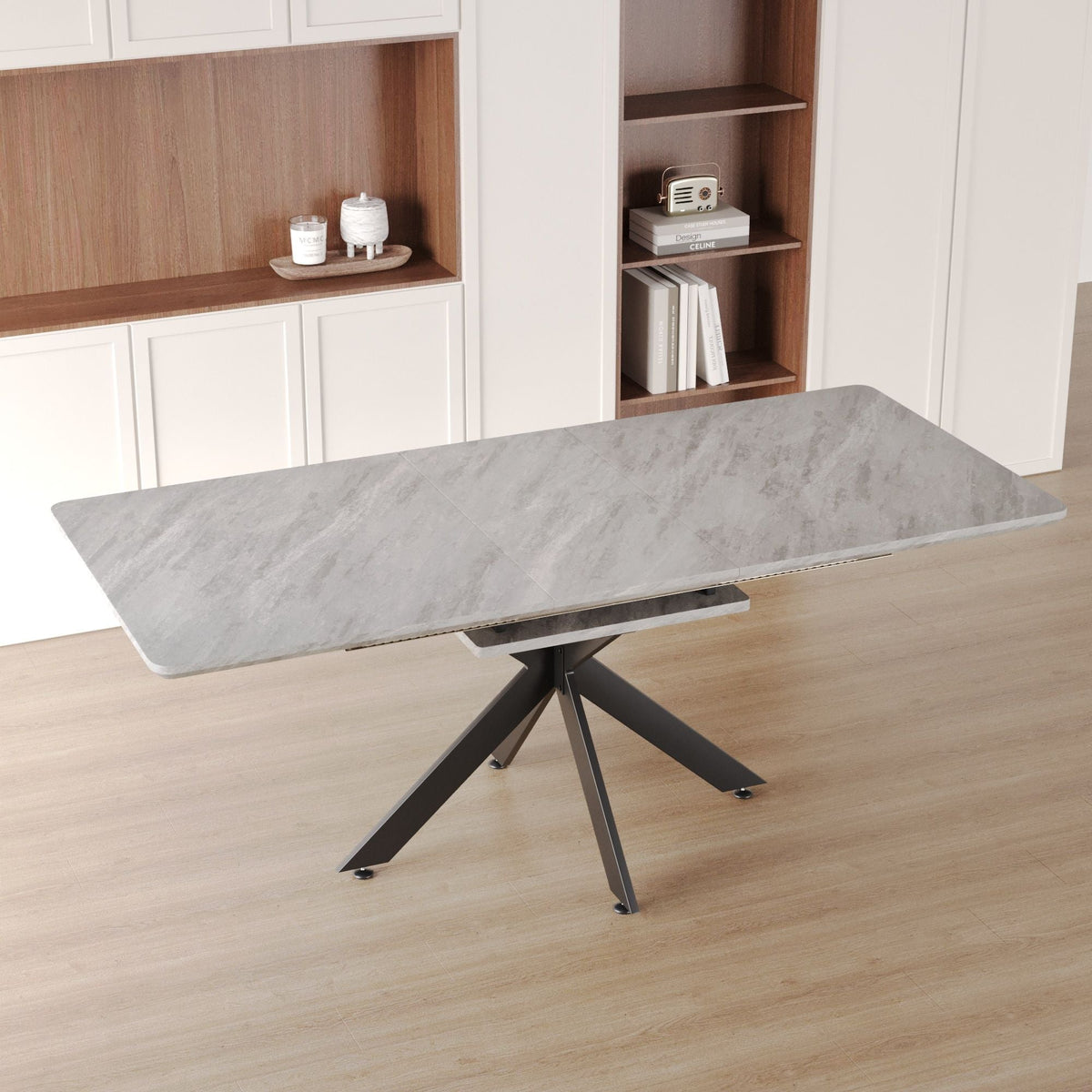 Modern Mid-Century Dining Table Set With Extendable Design - view 7