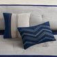 7 Piece Faux Suede Comforter Set Blue Queen