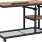 Rustic 32” Width Adjustable C-Shaped End Table with Wheels
