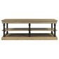 55.1' Wood Coffee Table with Black Legs and Open Storage Shelves