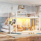 Twin Over Twin Bunk Bed with Storage Shelves and LED Lights