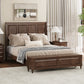 Queen Bed Frame with Tall Headboard and Storage Bench