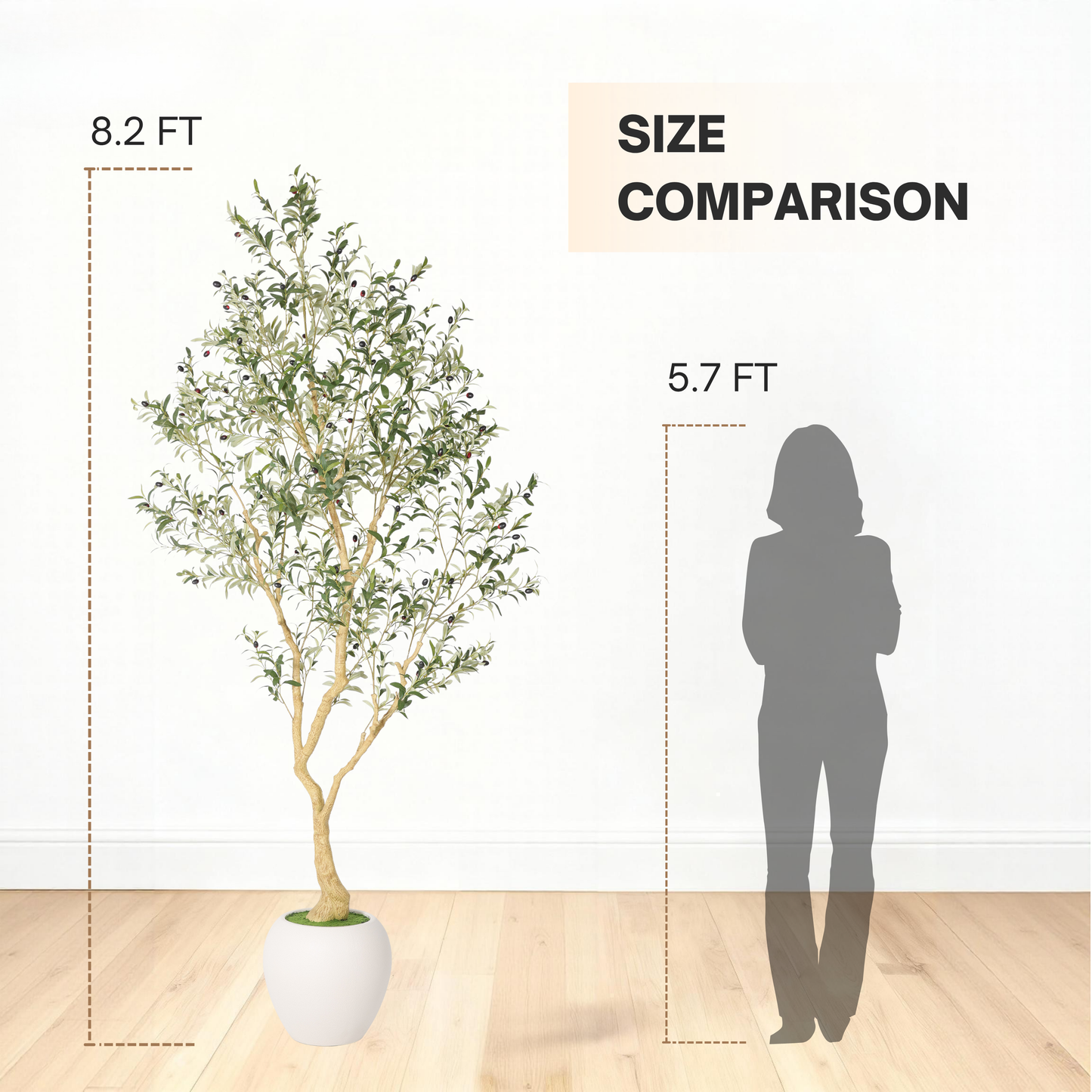 8.2FT Artificial Olive Tree With Big Decorative Planter