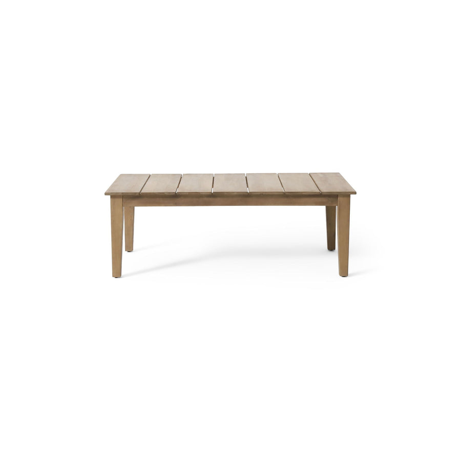 Light Brown Outdoor Coffee Table with Slat Panel Top - Acacia Wood