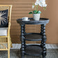 Round Three Tiered Side Table with Rattan Shelf