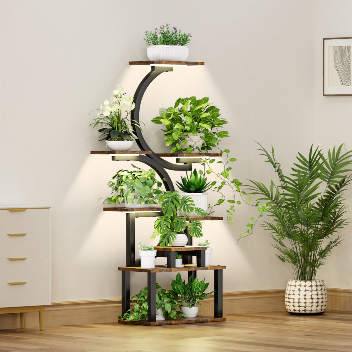 8-Tiered Indoor Plant Stand with Grow Lights
