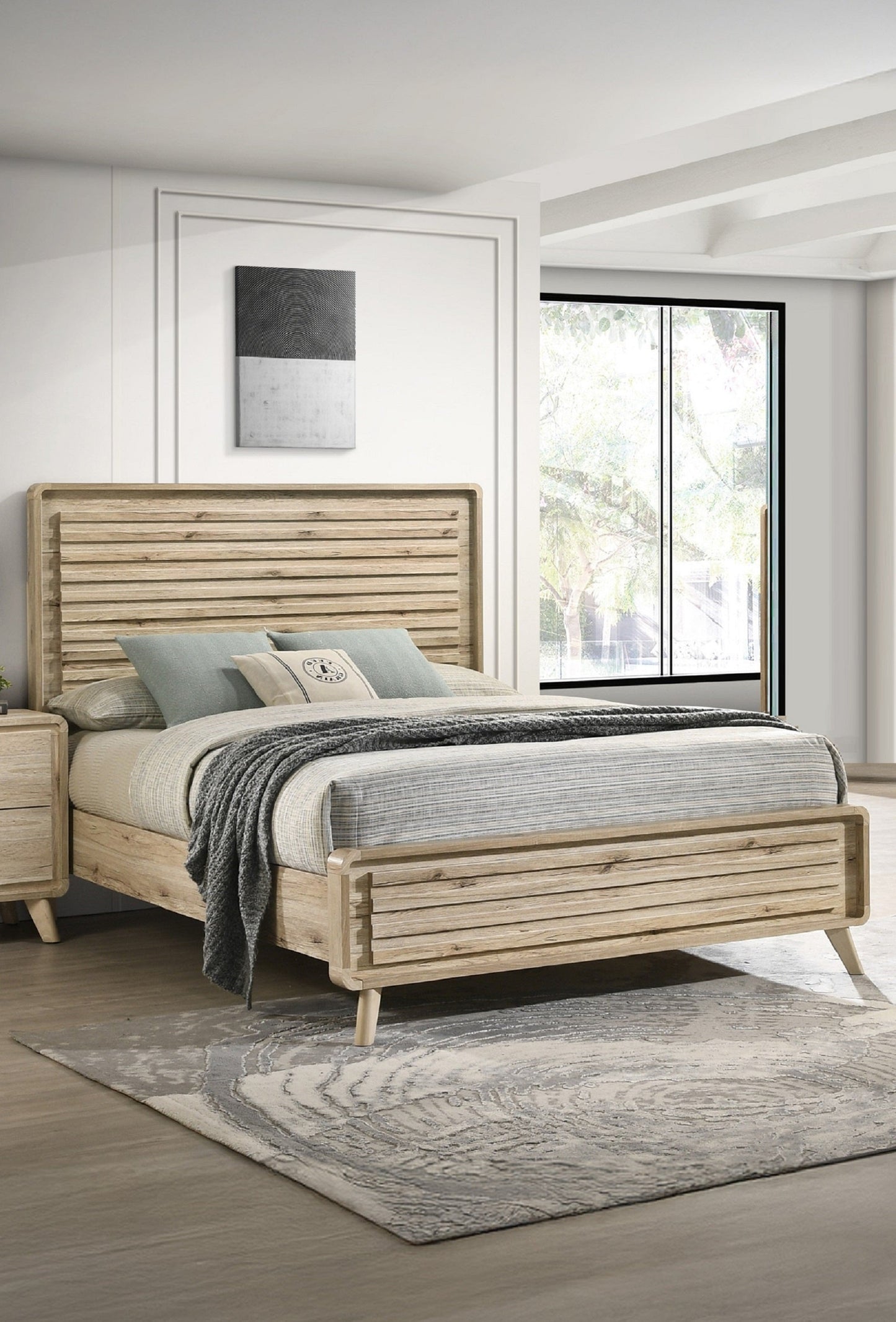 Mid-Century-Inspired King Size Panel Bed
