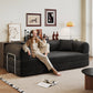 78.8' Compression Sofa,Convertible Floor Sofa Bed-with Pillow Back Support Armrest,Comfy Futon Couch Sleeper Bed,Loveseats Boneless Modular Sectional Sofa,Corduroy fabric,for Living Room,Bedroom,Black