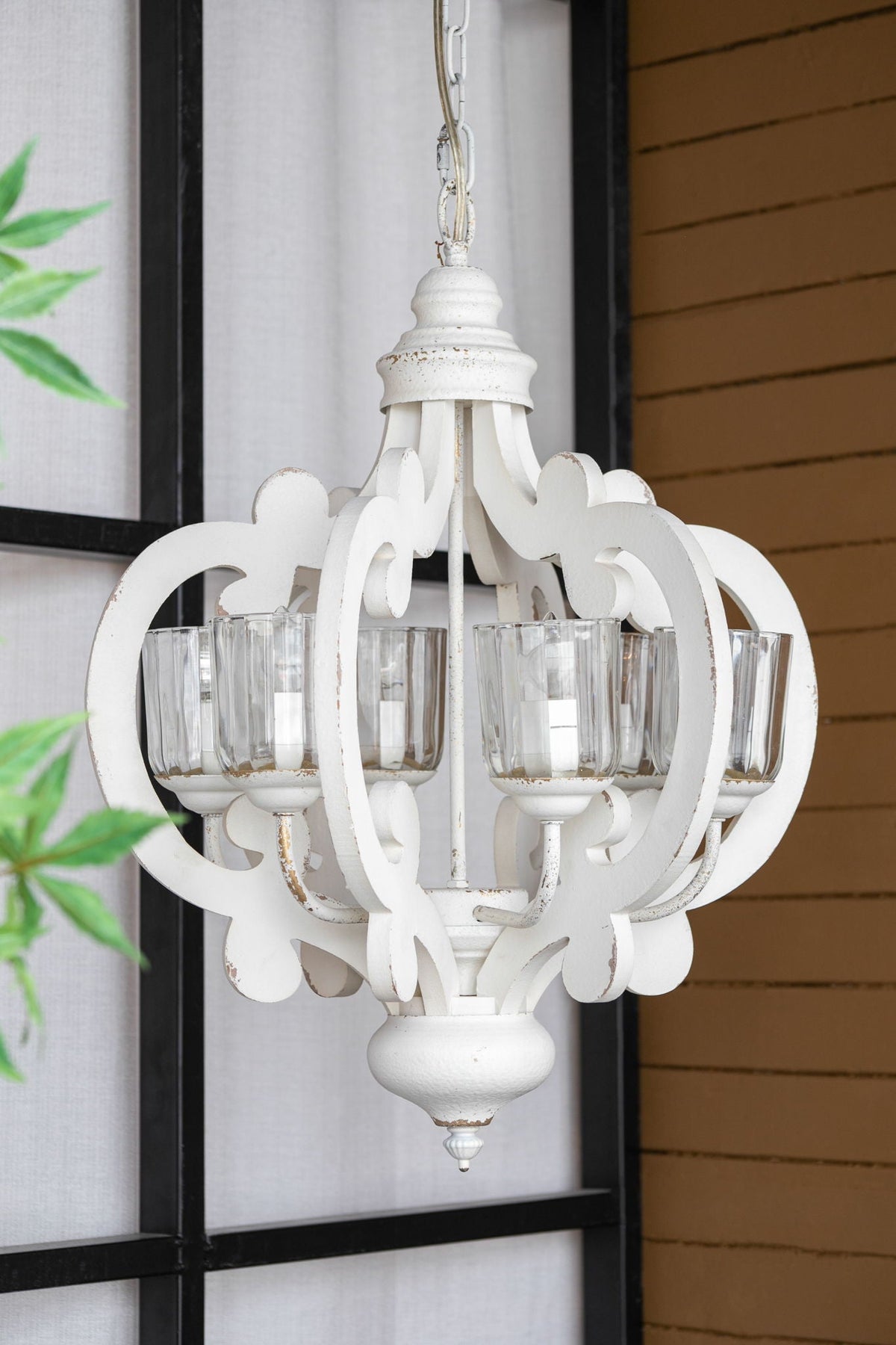 Farmhouse Chandelier, 6 Light Wood Chandelier Pendant Light Fixture With Adjustable Chain For Dining Room - view 16