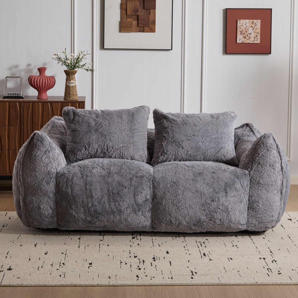 Giant Bean Bag Couch, Ultra Soft Fluffy Loveseat For Living Room - view 22