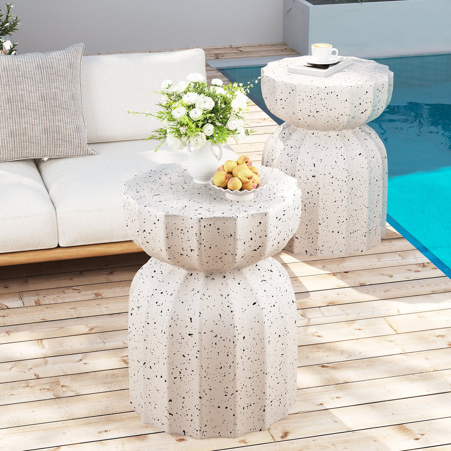 Modern Waterproof Coffee Table Set with Durable MgO Cement - White