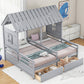 Twin Size House Platform Beds with Storage Drawers