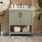 30-Inch Green Bathroom Vanity with Ceramic Sink