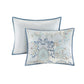 8 Piece Cotton Floral Printed Reversible Comforter Set Blue