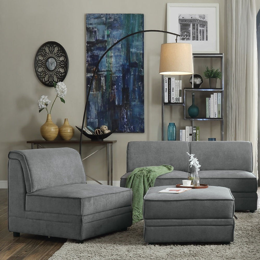 Bois - Modular Armless Chair - Gray Velvet