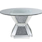 Noralie - 31" Dining Table - Clear Glass, Mirrored & Faux Diamonds