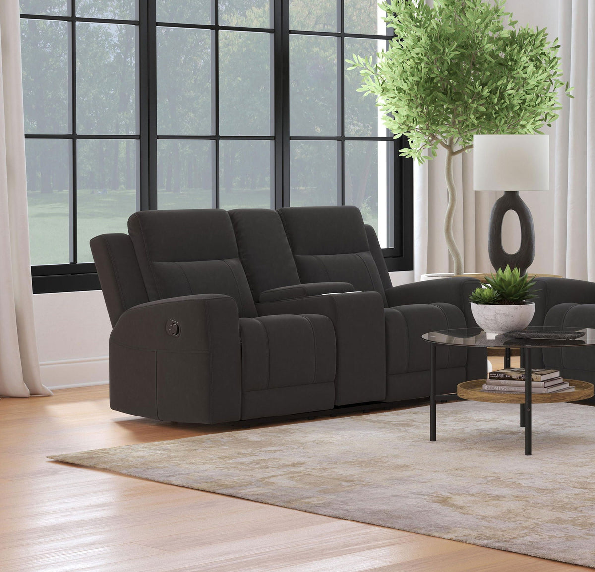 Brentwood Upholstered Reclining Loveseat Dark Charcoal - view 4