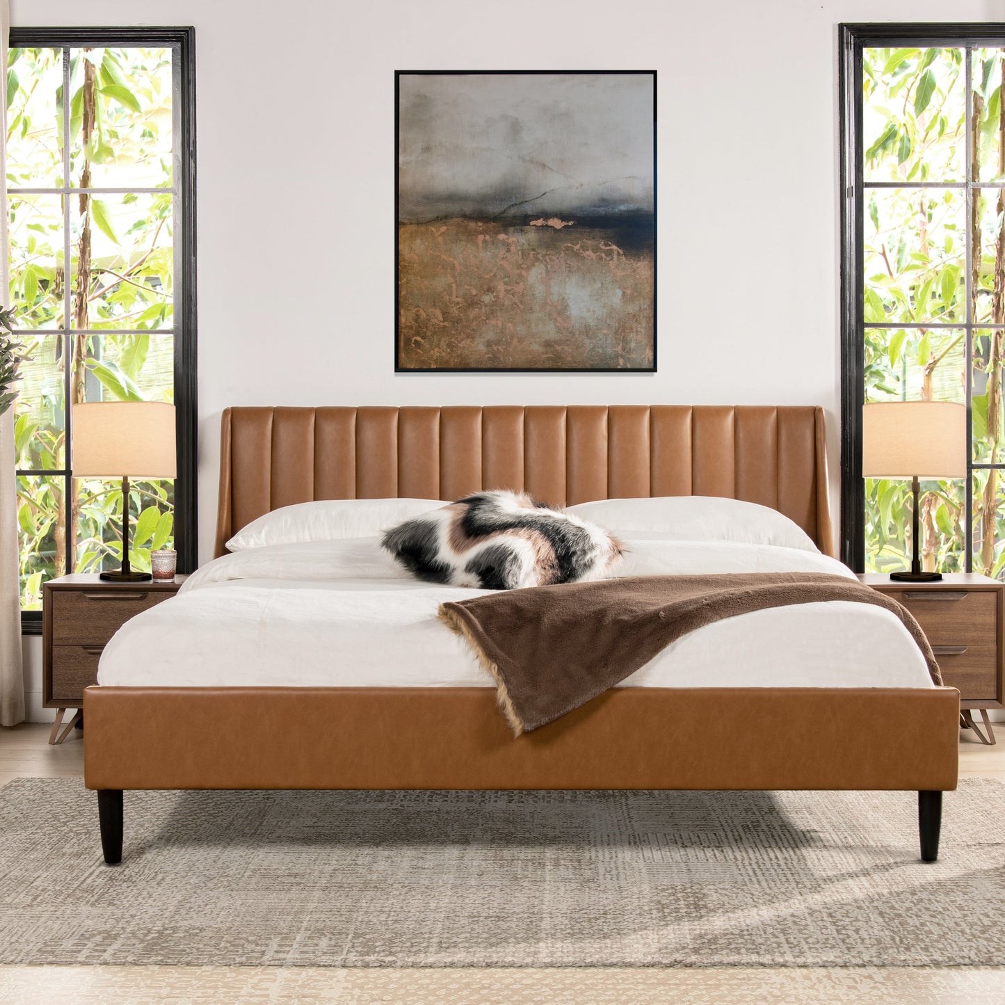 Aspen Vertical Tufted Headboard Platform Bed Set, King