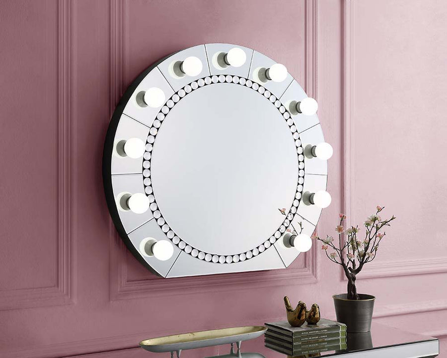 Farai - 29" Accent Mirror - Mirrored & Faux Crystal Diamonds